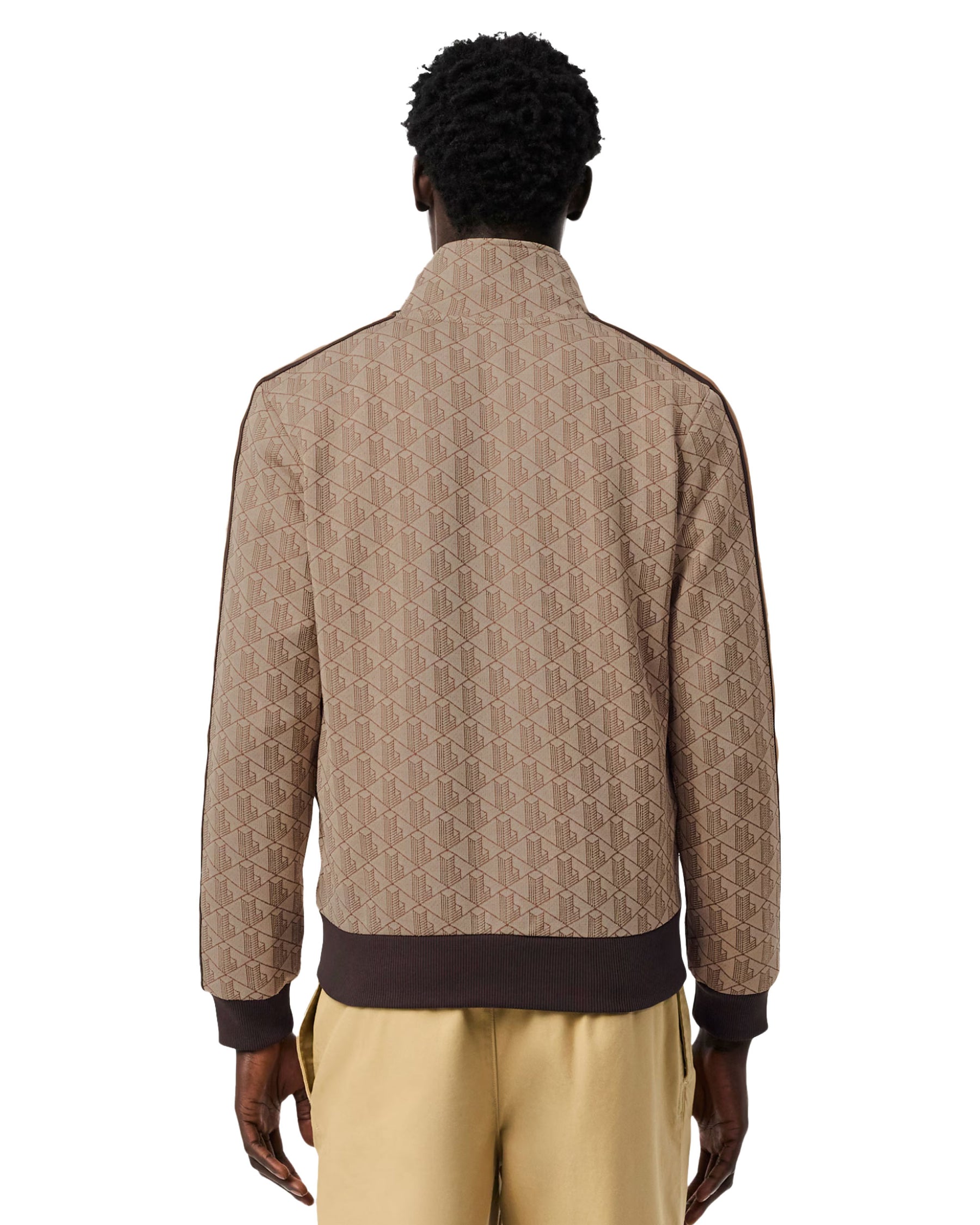 Felpa Lacoste Full Zip Monogramma Beige