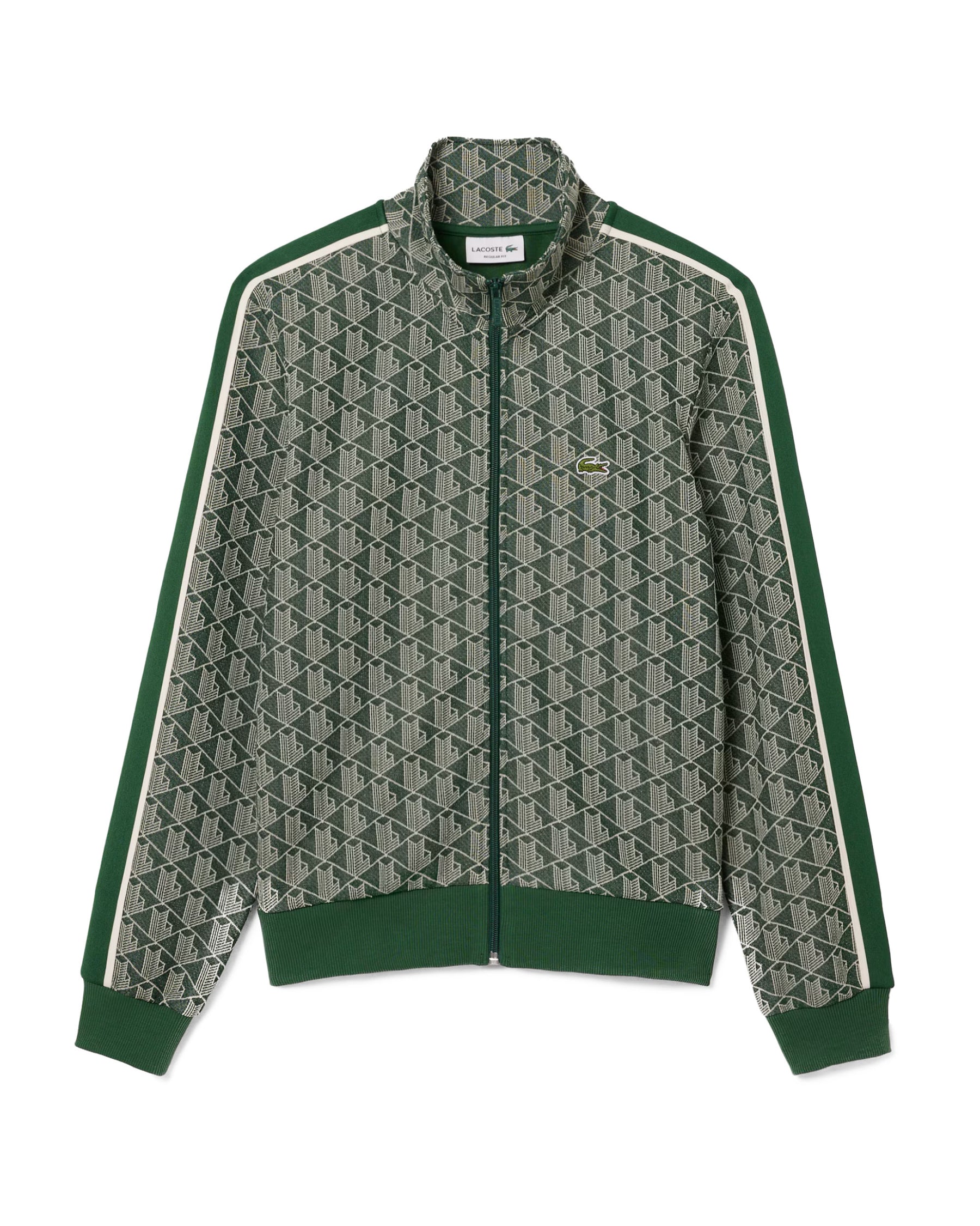 Felpa Lacoste Full Zip Monogramma Verde