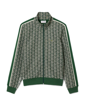 Felpa Lacoste Full Zip Monogramma Verde