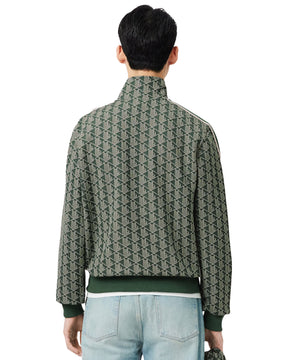 Felpa Lacoste Full Zip Monogramma Verde