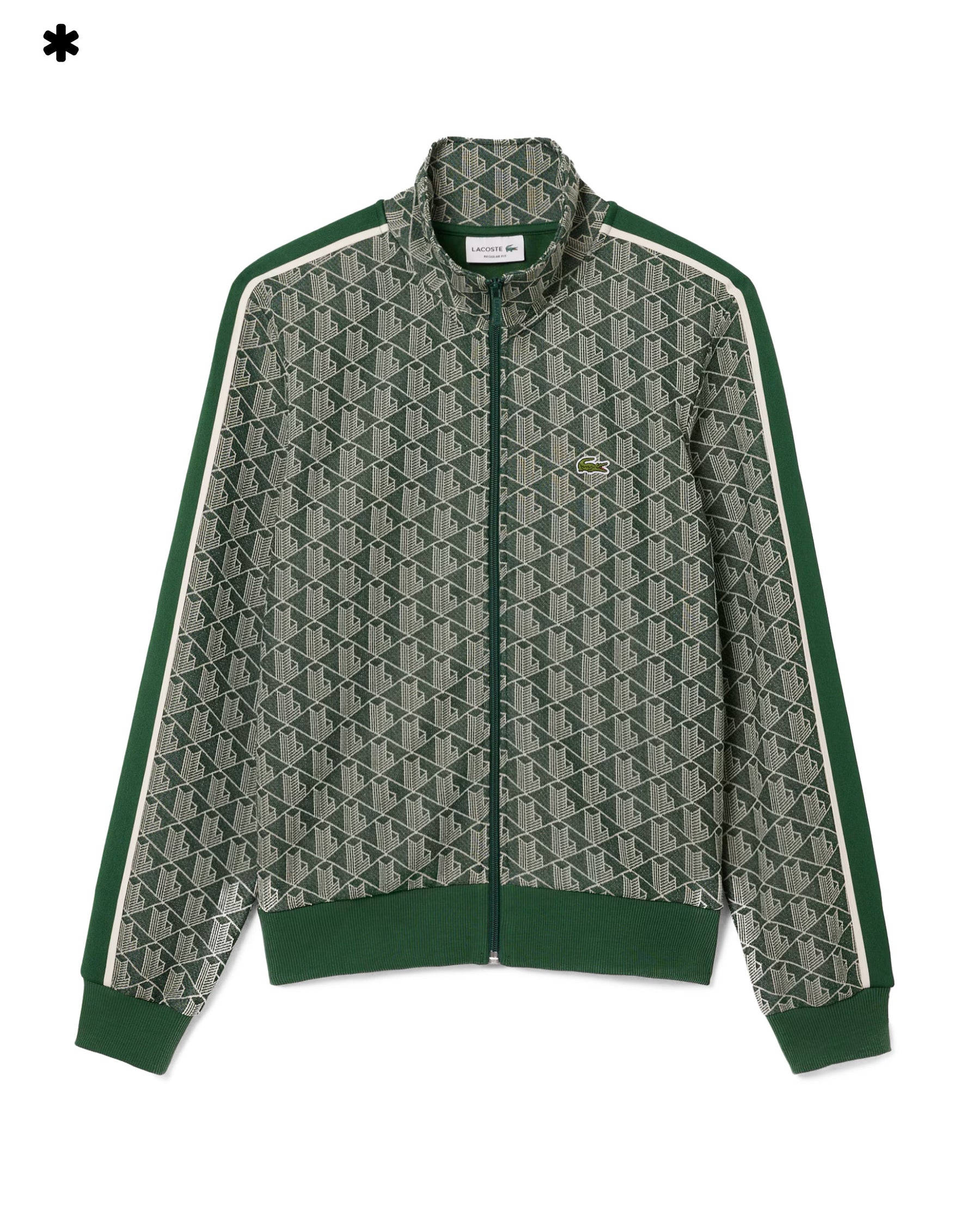 Felpa Lacoste Full Zip Monogramma Verde