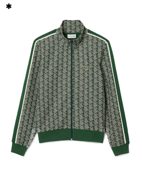 Felpa Lacoste Full Zip Monogramma Verde