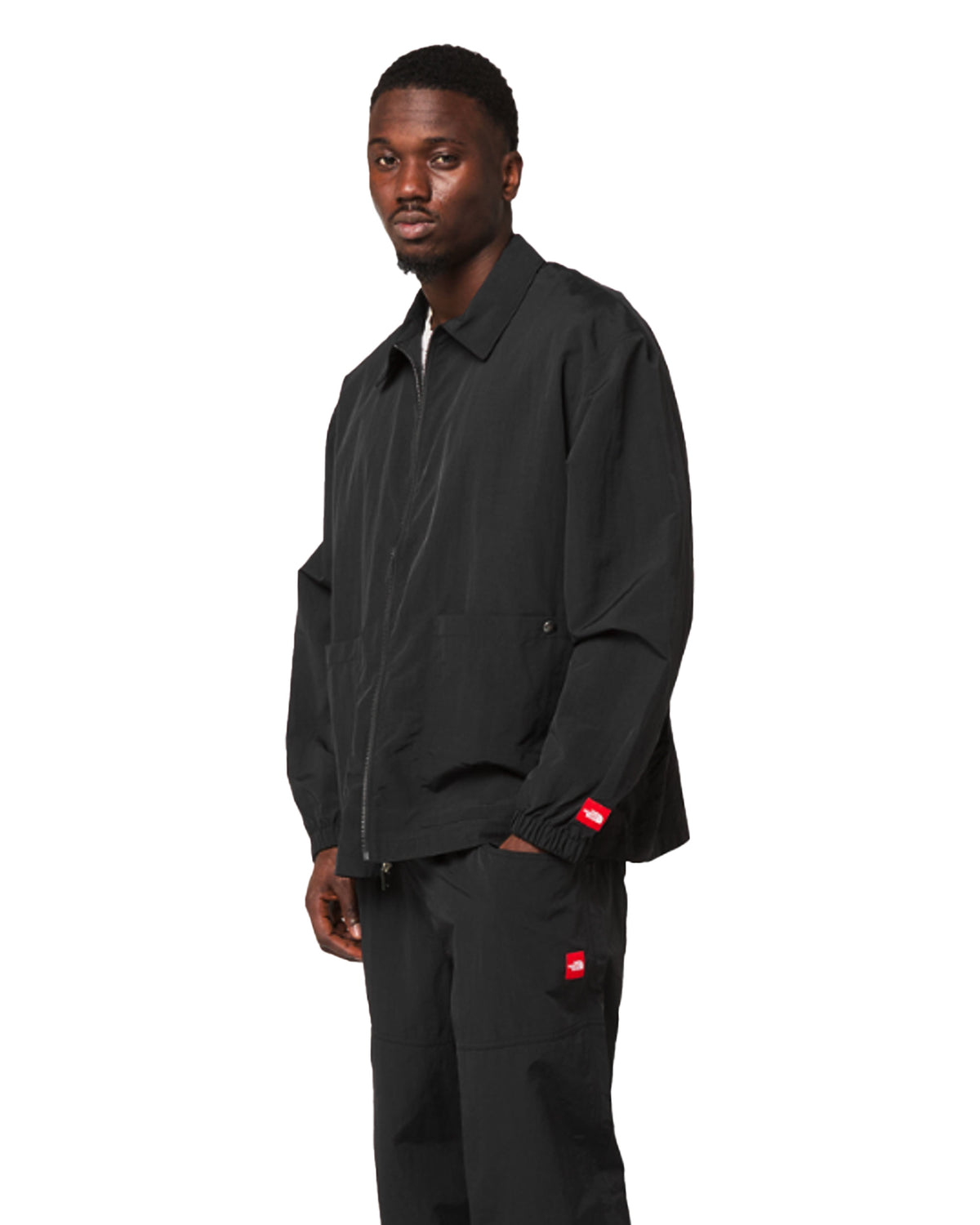 The North Face Men's Full Zip Shirt Red Box Nylon Black