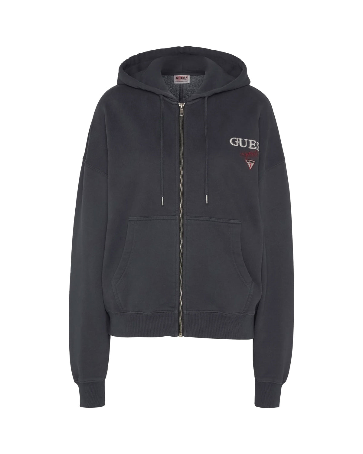 Guess Originals Washed Zip-Up Hoodie Black