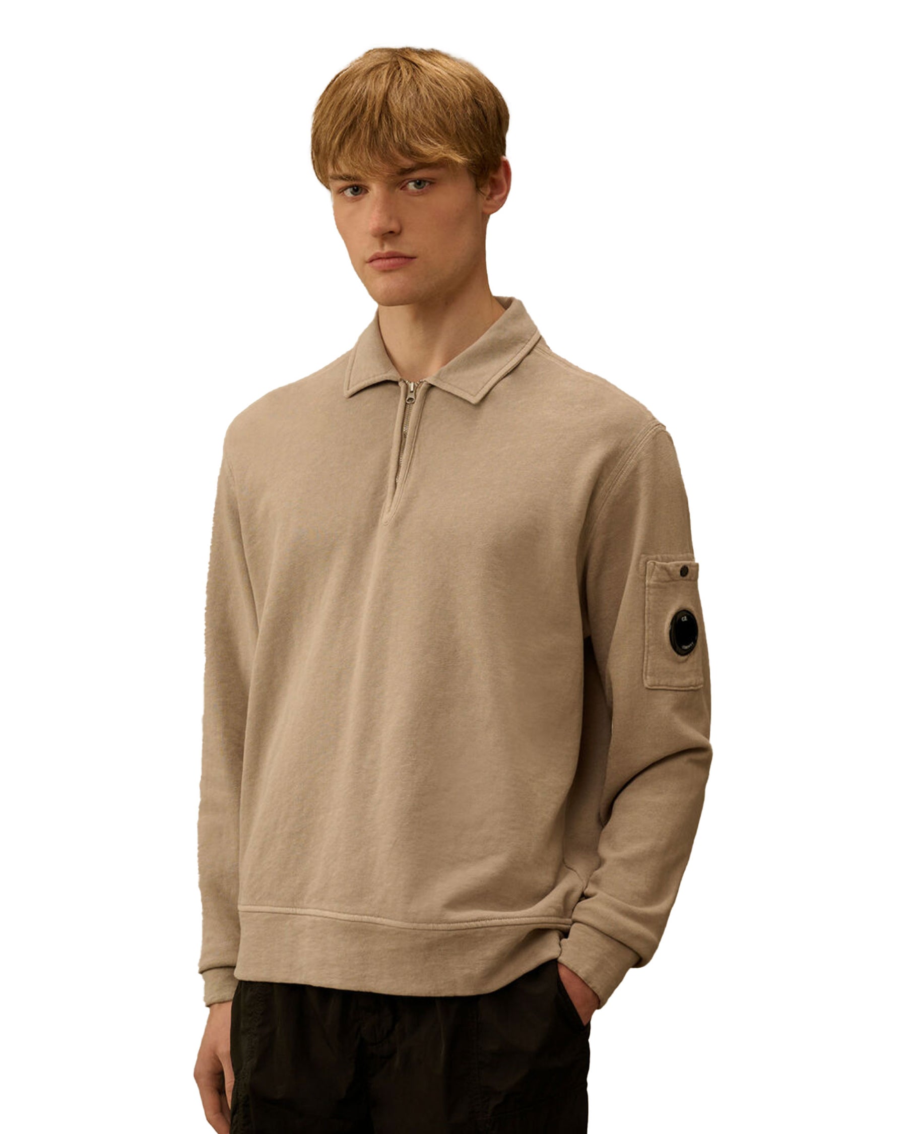 Felpa Polo CP Company Sweatshirts In Malfile' Fleece Dove