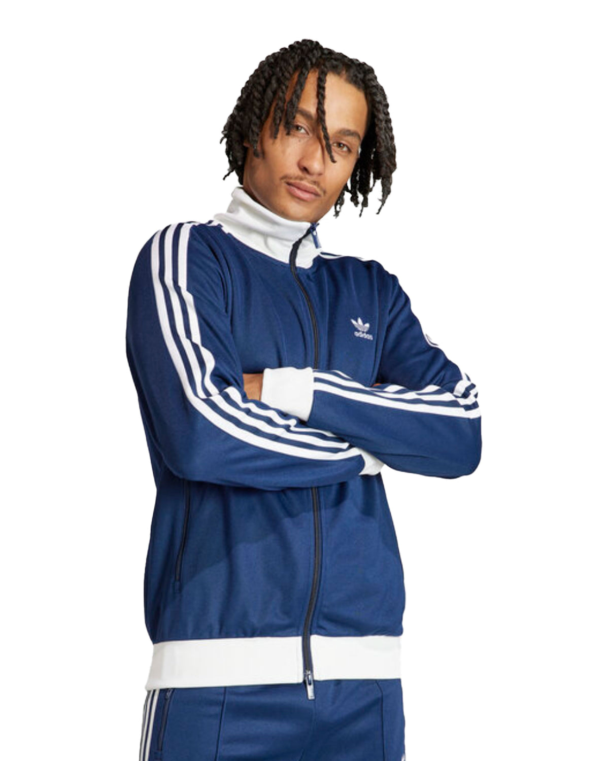 Felpa Uomo Adidas Classic TT Blu Bianco