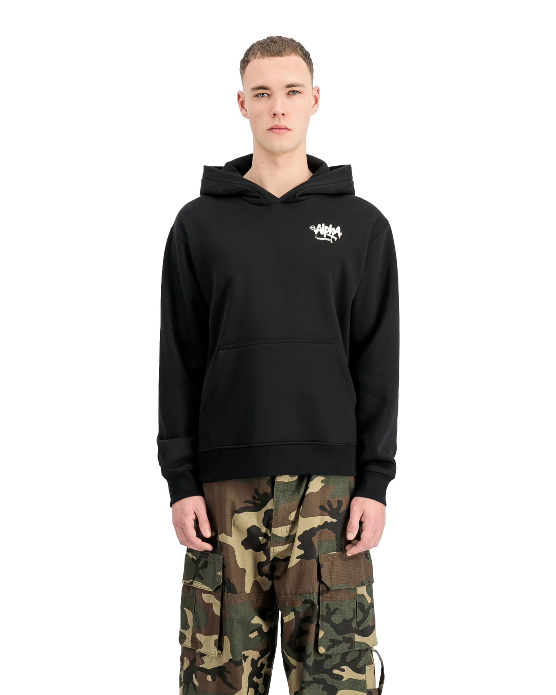 Felpa Uomo Alpha Industries Alpha Signature Hoodie Nero