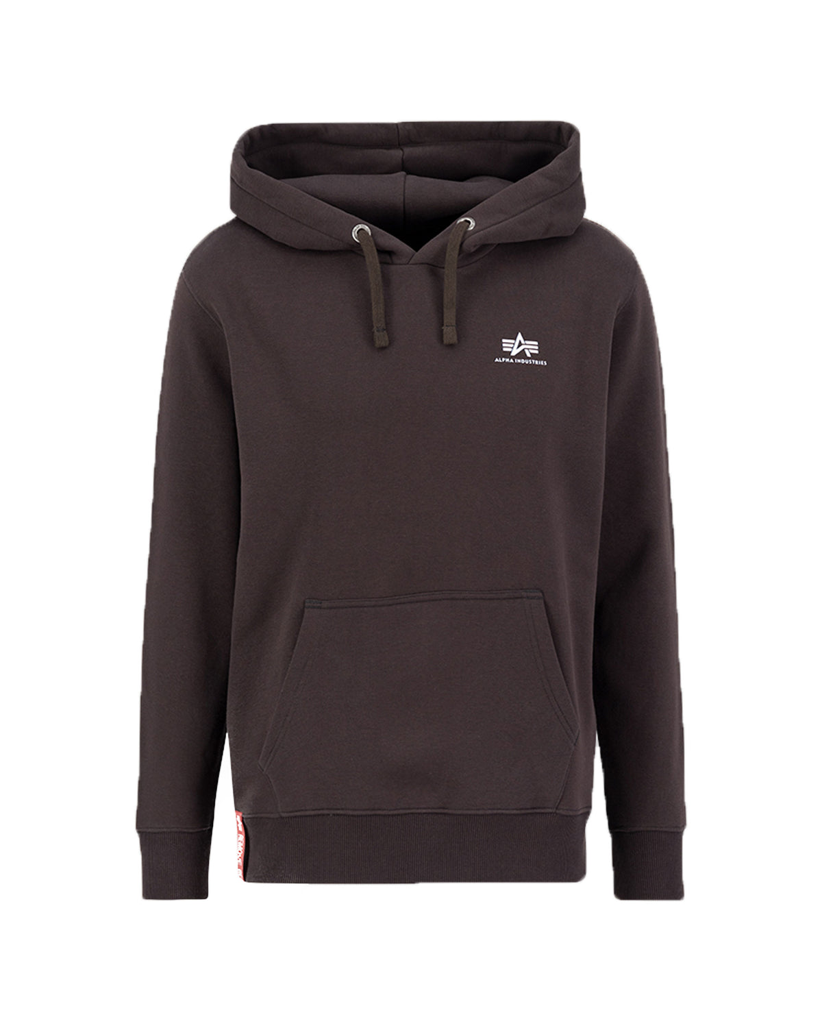 Felpa Uomo Alpha Industries Basic Hoody Small Logo Hunter Brown