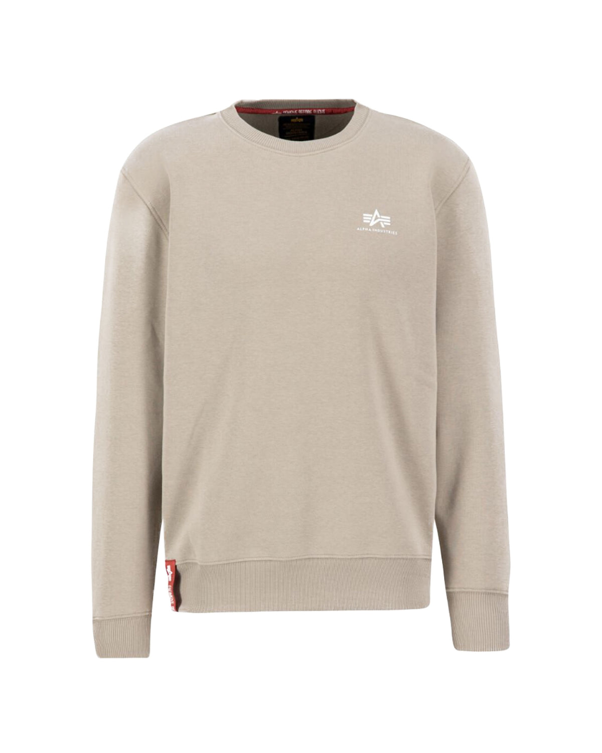 Felpa Uomo Alpha Industries Basic Sweater Small Logo Vintage Sand