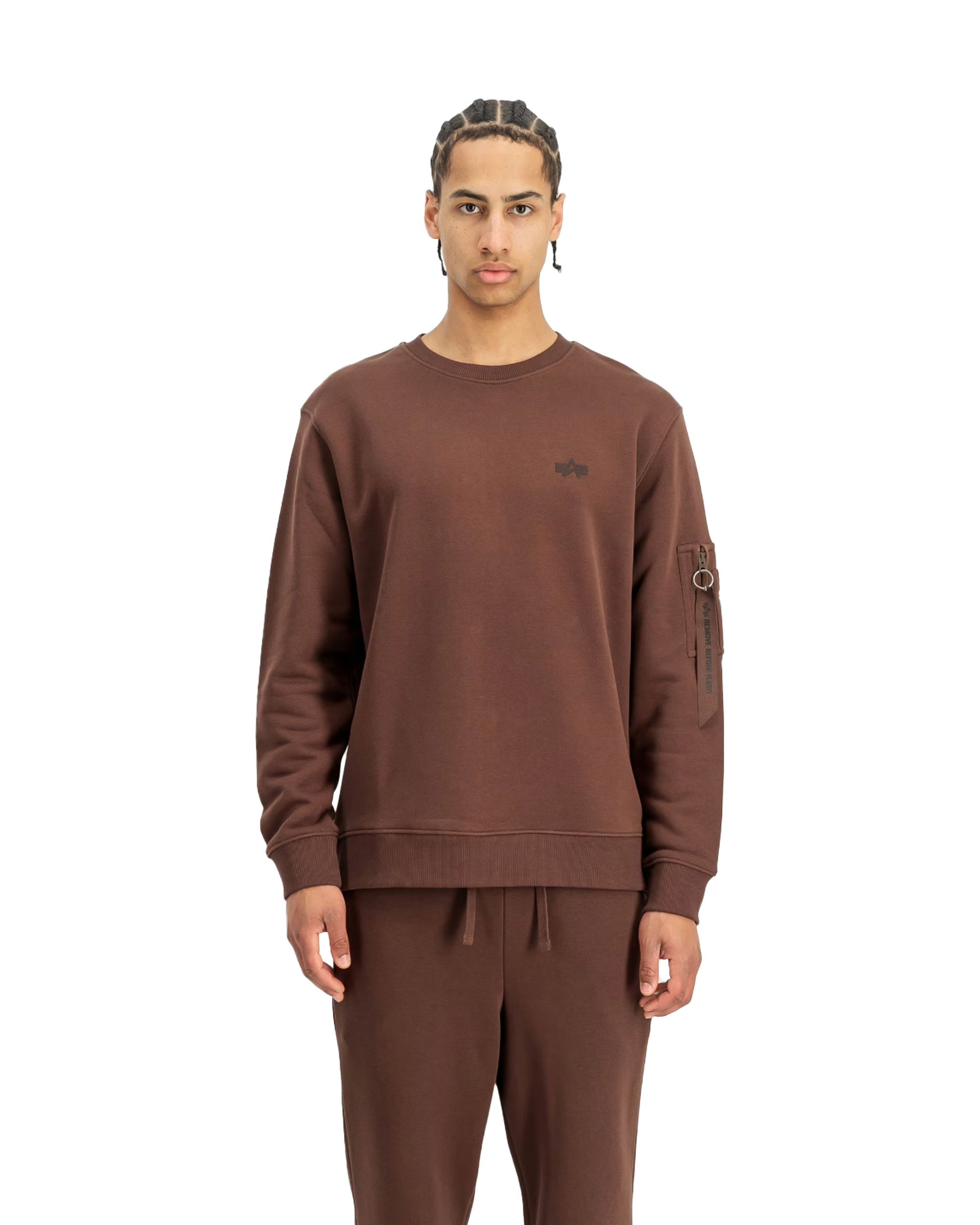 Felpa Uomo Alpha Industries DTM ML Sweatshirt Marrone