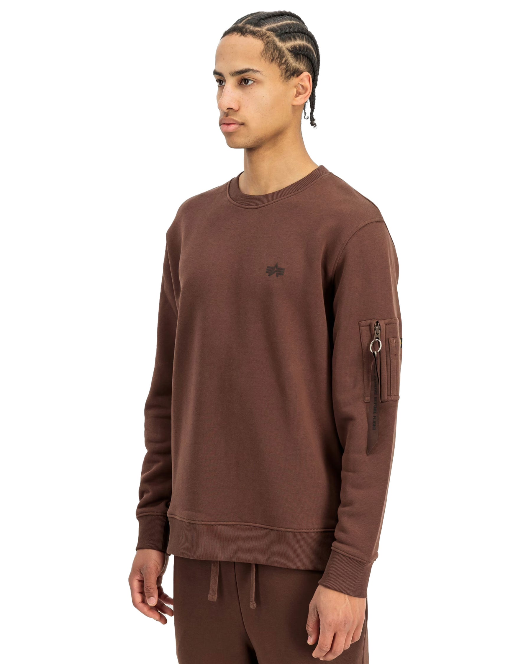 Felpa Uomo Alpha Industries DTM ML Sweatshirt Marrone