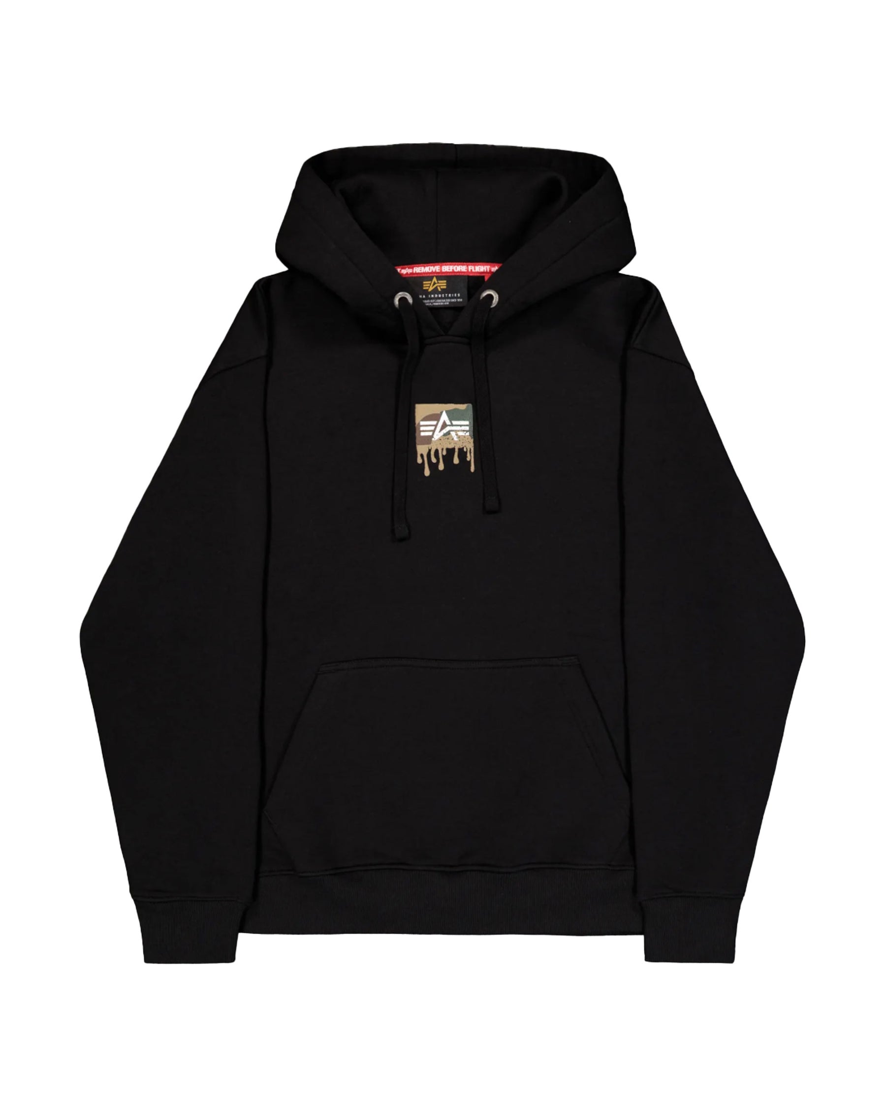 Felpa Uomo Alpha Industries Dripping Camo Print Hoodie Nero
