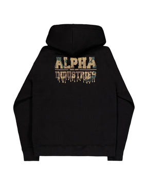 Felpa Uomo Alpha Industries Dripping Camo Print Hoodie Nero