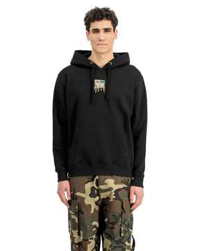 Felpa Uomo Alpha Industries Dripping Camo Print Hoodie Nero