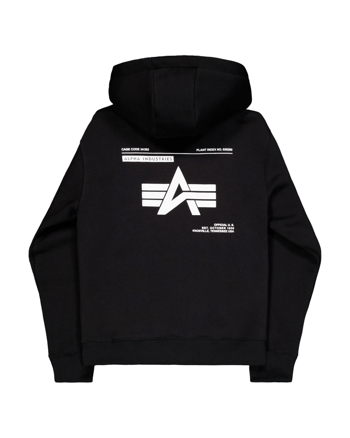 Felpa Uomo Alpha Industries Label Hoodie Back Print Black