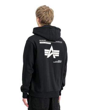 Felpa Uomo Alpha Industries Label Hoodie Back Print Black
