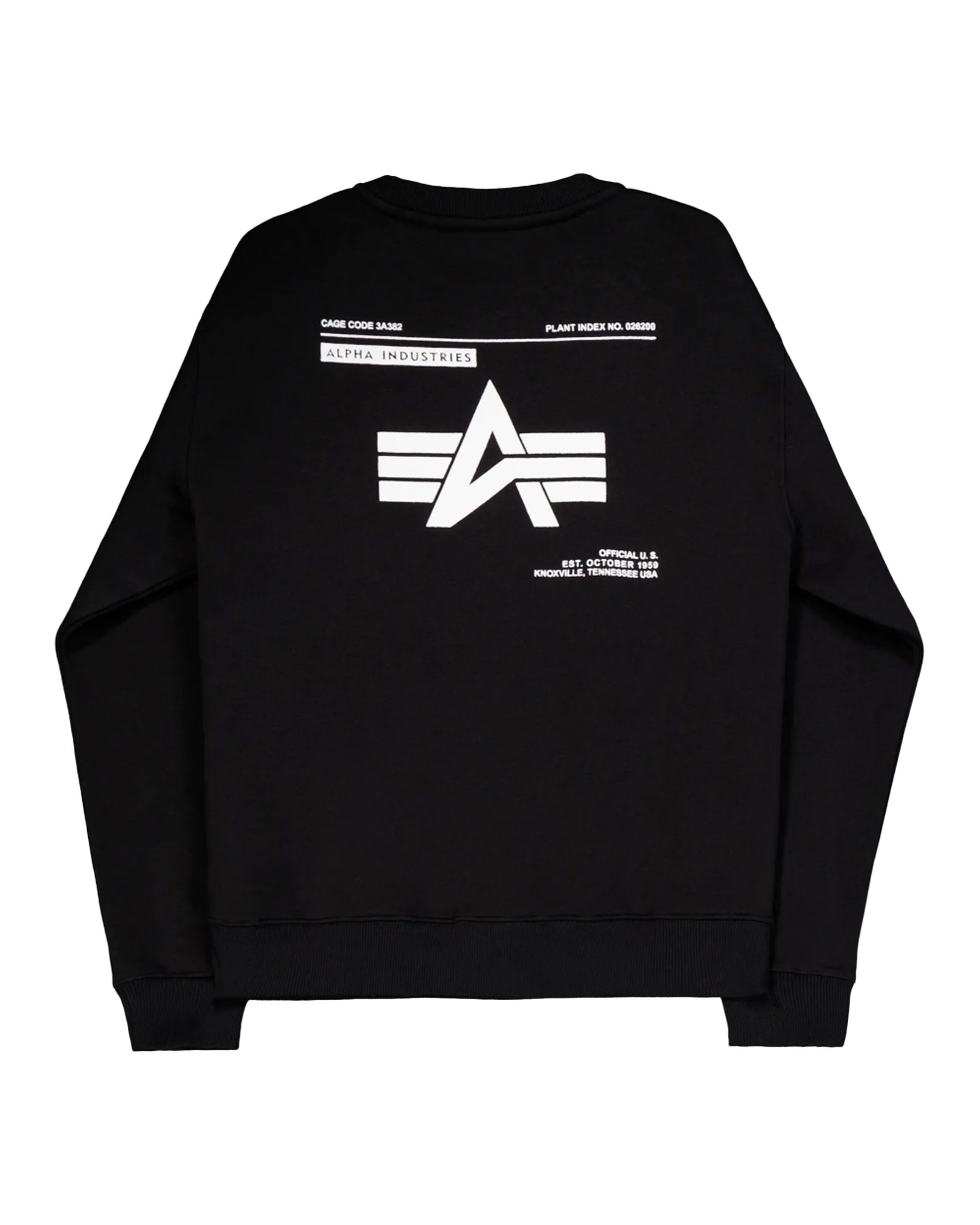 Felpa Uomo Alpha Industries Label Sweater Back Print Black