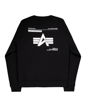 Felpa Uomo Alpha Industries Label Sweater Back Print Black
