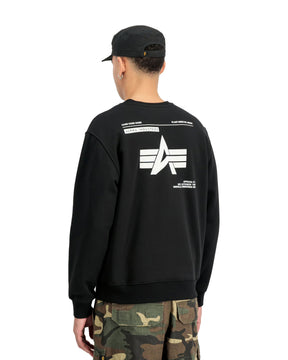 Felpa Uomo Alpha Industries Label Sweater Back Print Black