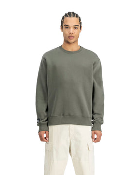 Felpa Uomo Alpha Industries Label Sweater Back Print Dark Olive