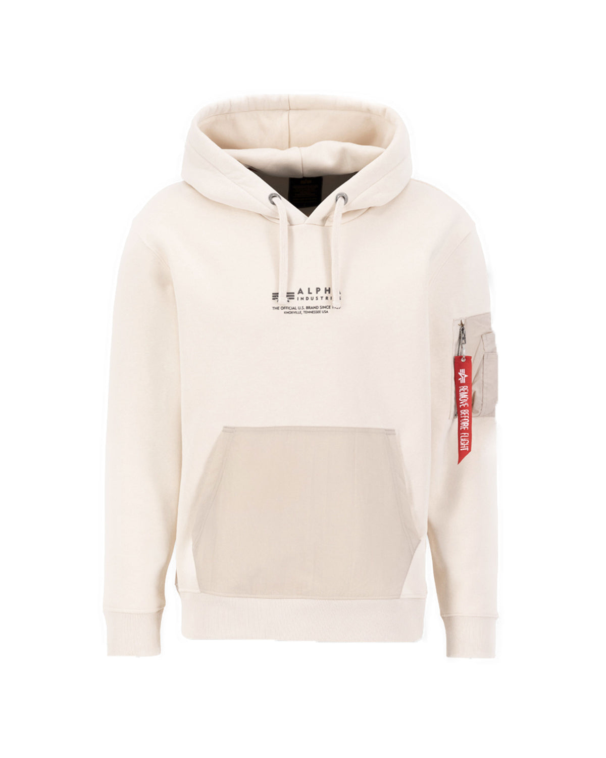 Man Hoodie Alpha Industries Nylon Pocket Jet Stream White