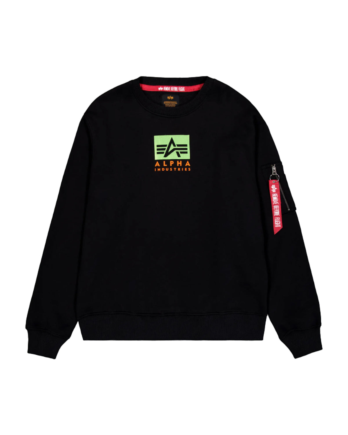 Felpa Uomo Alpha Industries Satin Logo Sweater Nero
