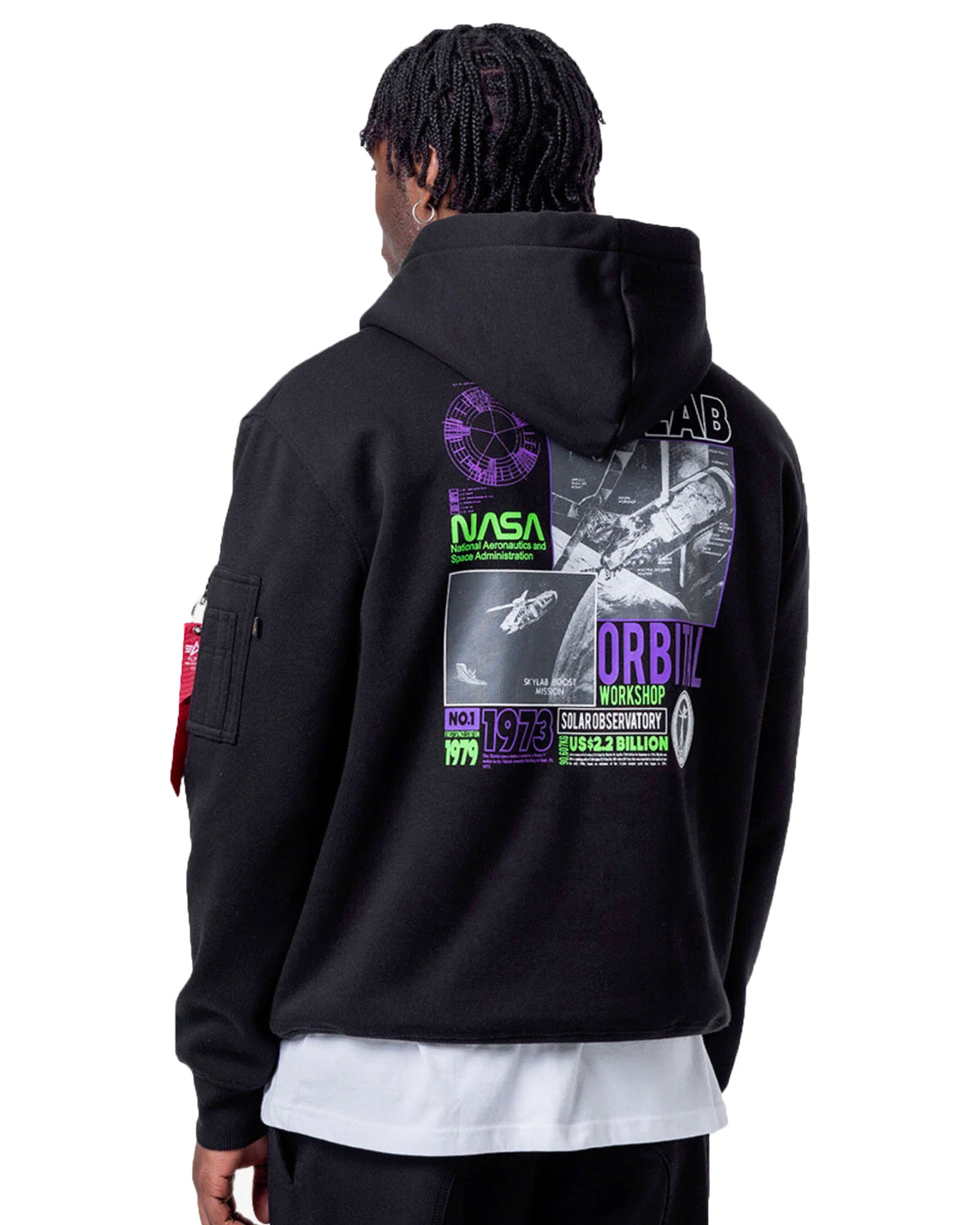 Man Hoodie Alpha Industries Skylab Nasa Hoody Black