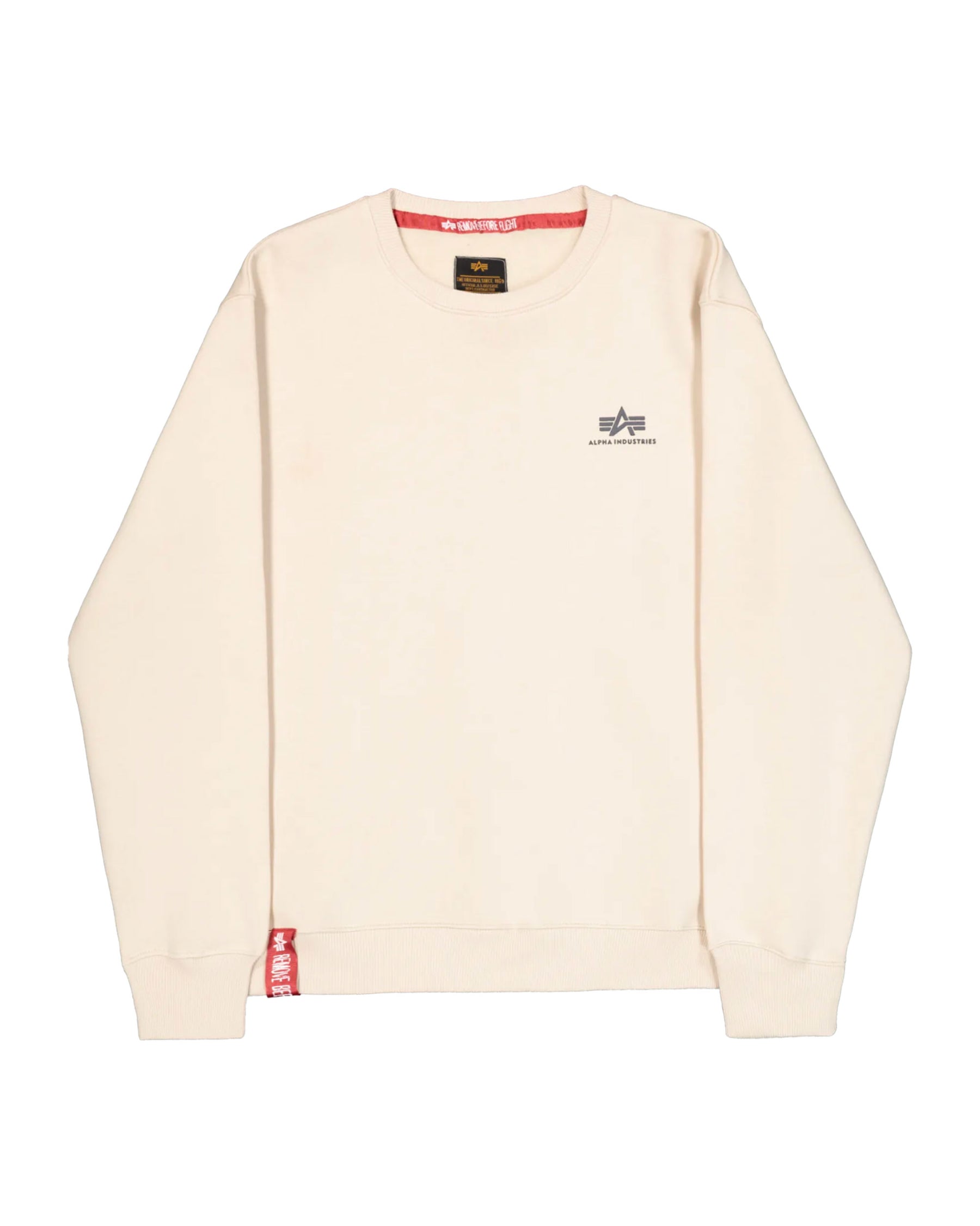 Felpa Uomo Alpha Industries Small Logo Jet Stream White