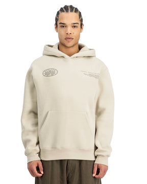 Felpa Uomo Alpha Industries World Logo Back Print Hoodie Organic Beige