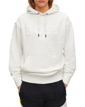 Man Hoodie Boss Big Logo White