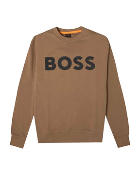 Man Sweatshirt Boss Big Logo Brown