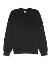 Felpa Uomo CP Company Brushed And Emerized Diagonal Fleece Crewneck Lens Sweatshirt Black
