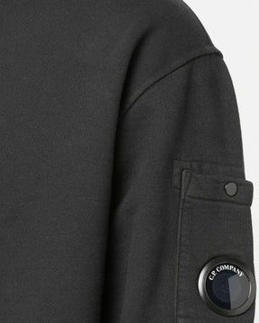 Felpa Uomo CP Company Brushed And Emerized Diagonal Fleece Crewneck Lens Sweatshirt Black