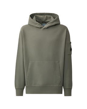 CP Company Brushed And Emerized Diagonal Fleece Hooded Lens Sweatshirt Castor Gray