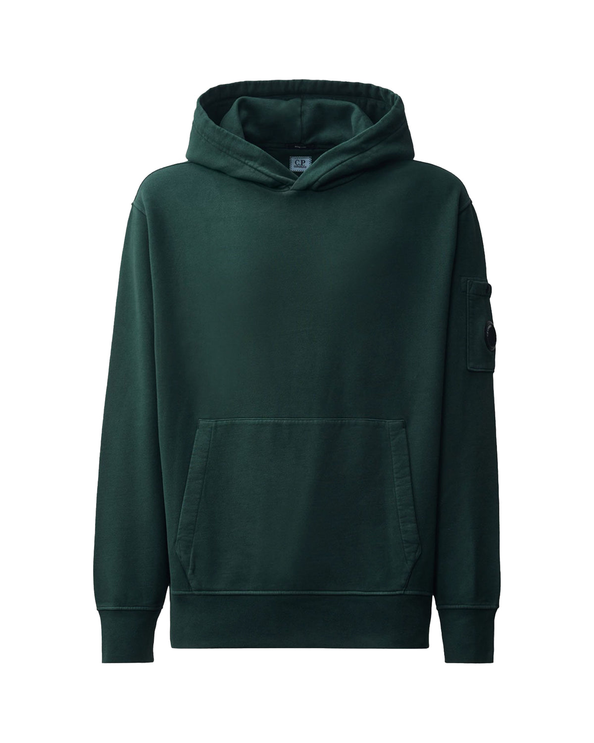 CP Company Brushed And Emerized Men's Sweatshirt Diagonal Fleece Hooded Lens Sweatshirt Ponderosa Pine