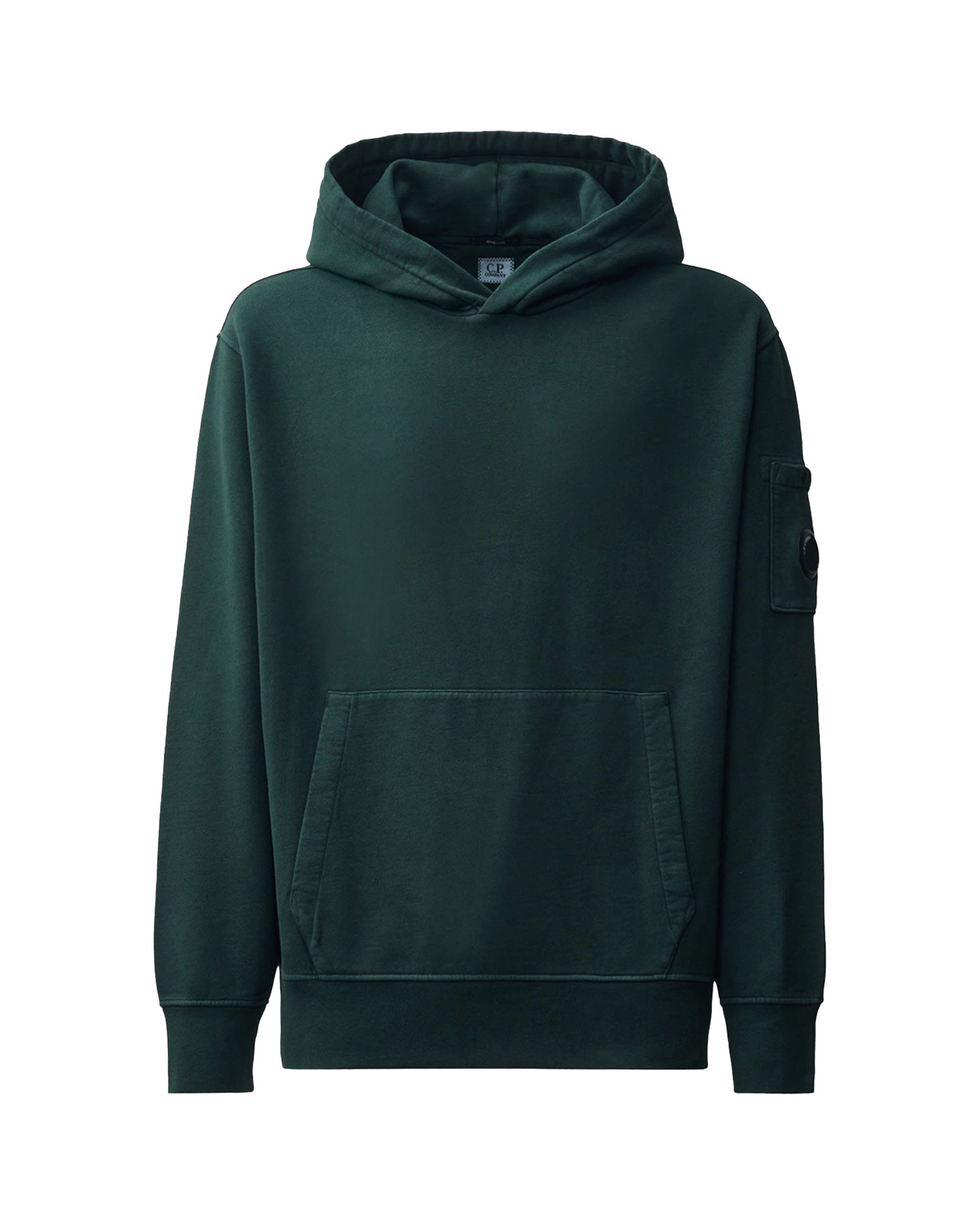 CP Company Brushed And Emerized Men's Sweatshirt Diagonal Fleece Hooded Lens Sweatshirt Ponderosa Pine