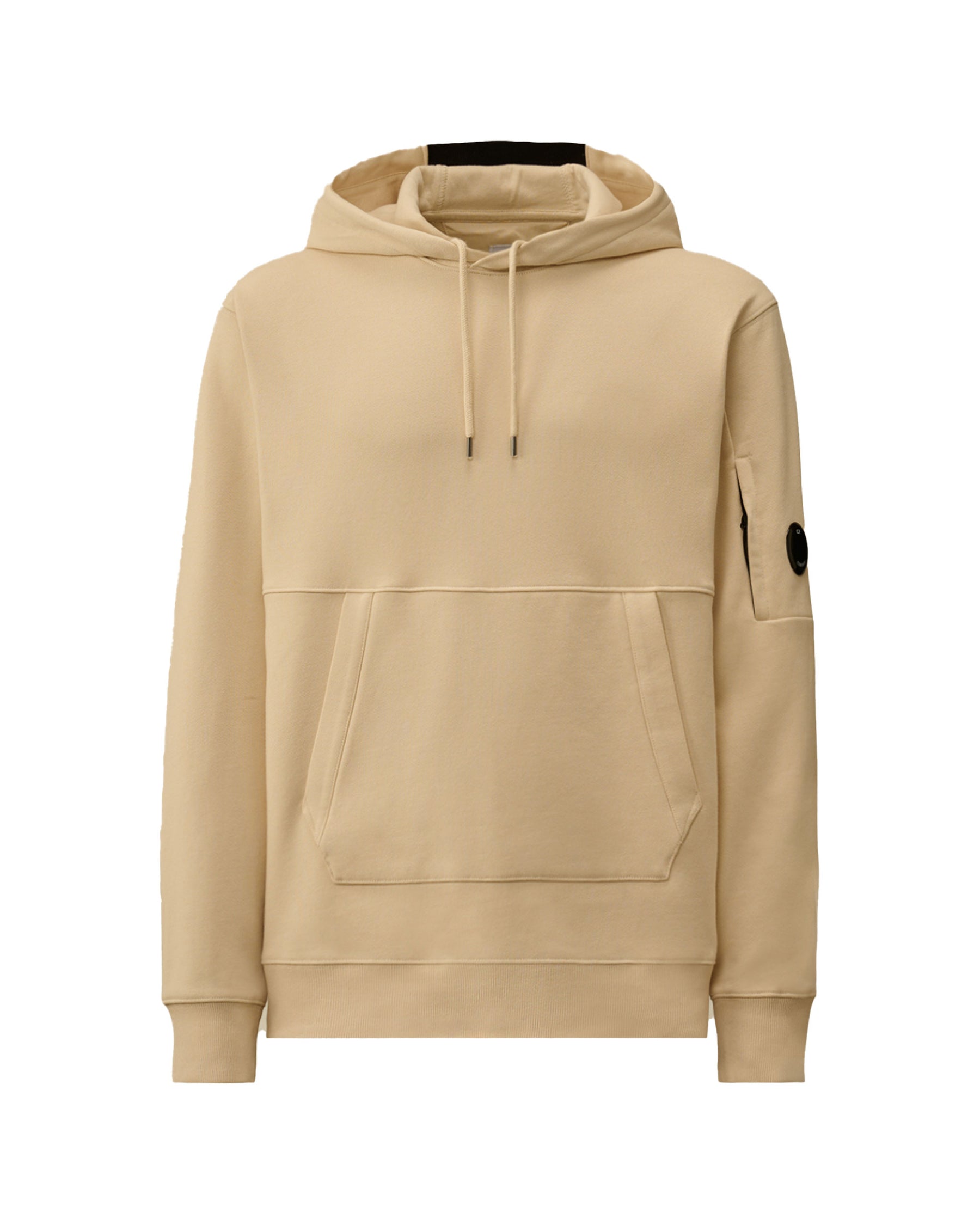 Men's Diagonal Fleece Hooded Lens Cream Sweatshirt