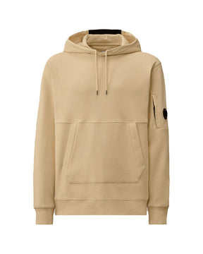 Men's Diagonal Fleece Hooded Lens Cream Sweatshirt