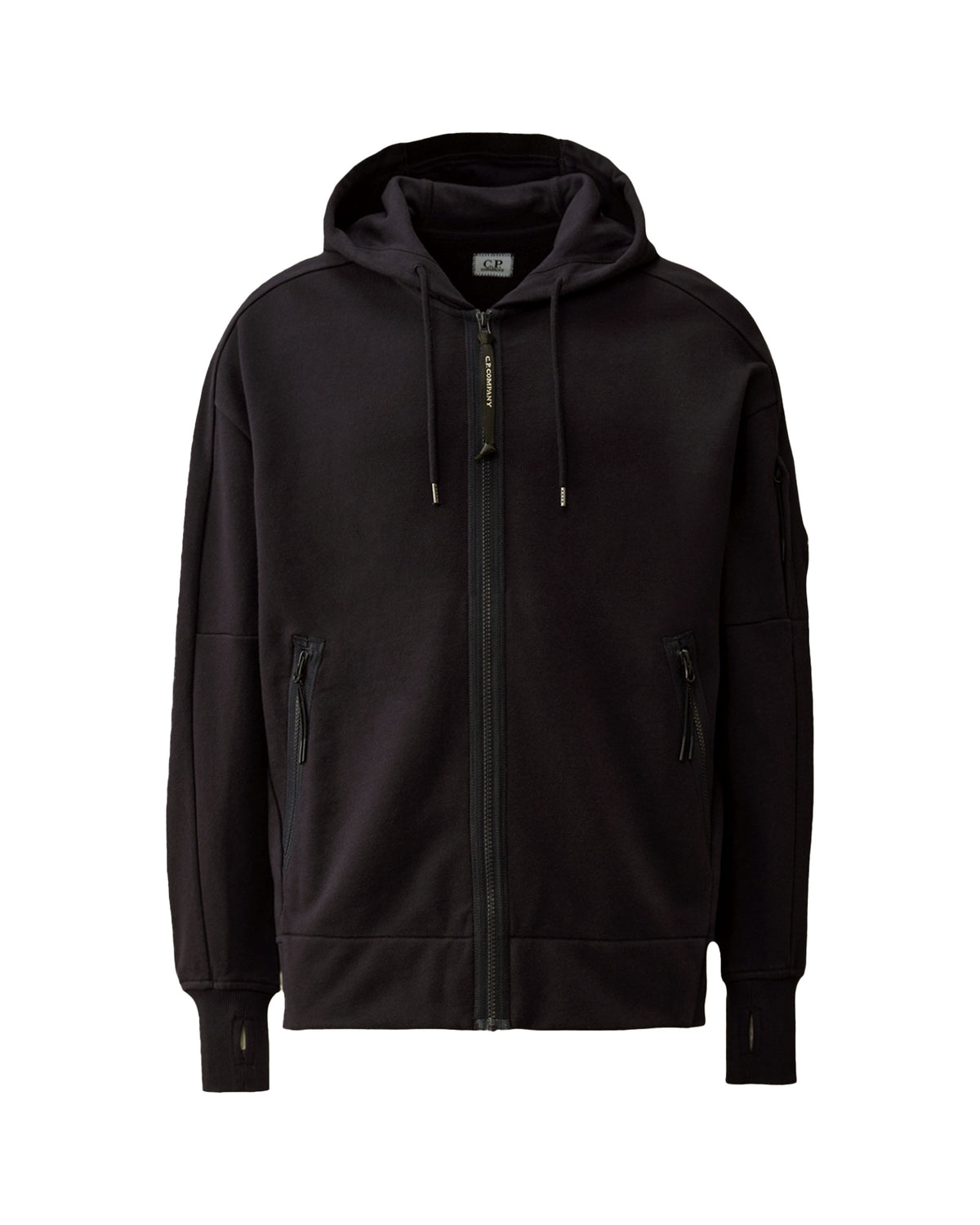 Felpa Uomo CP Company Diagonal Raised Fleece Full Zip Hooded Sweatshirt Total Eclipse Blu