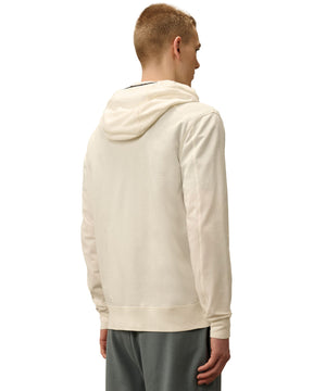 Felpa Uomo CP Company Light Fleece Full Zip Hooded Sweatshirt Gauze White