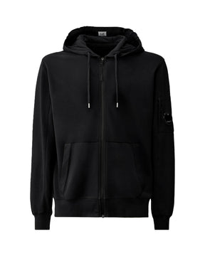 Felpa Uomo CP Company Light Fleece Full Zip Hooded Sweatshirt Total Eclipse Blu