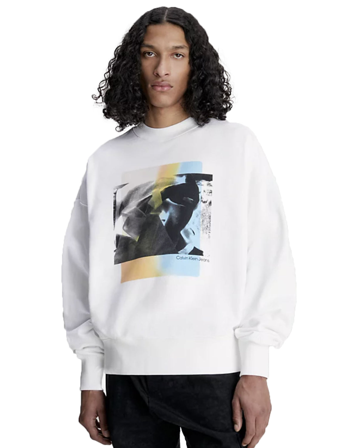 Man Sweatshirt Calvin Klein Multi Layered Photo Crewneck