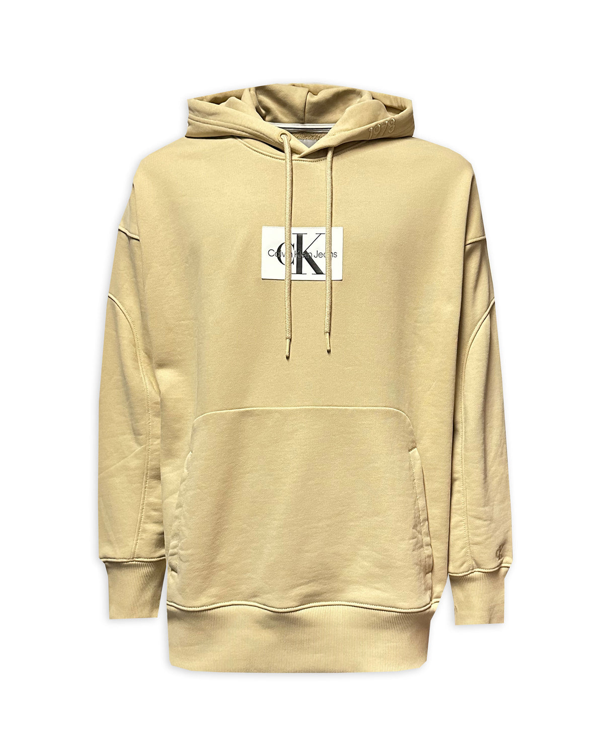 Man Hoodie Calvin Klein Oversized Patched Warm Sand