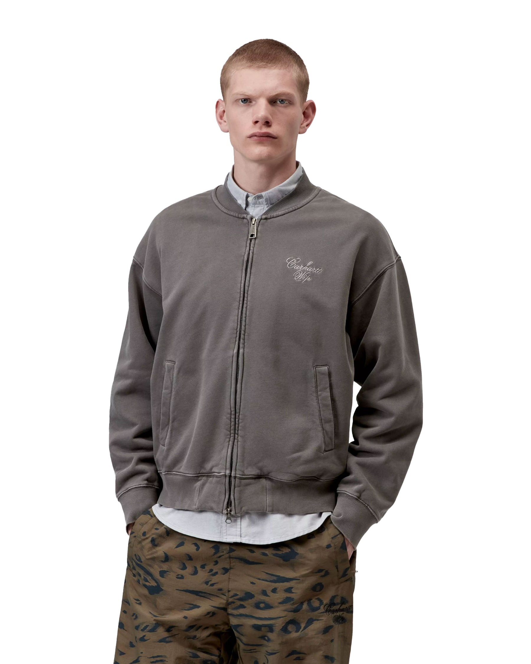 Carhartt Wip Longhand Bomber Men's Sweatshirt Black Stone Wash