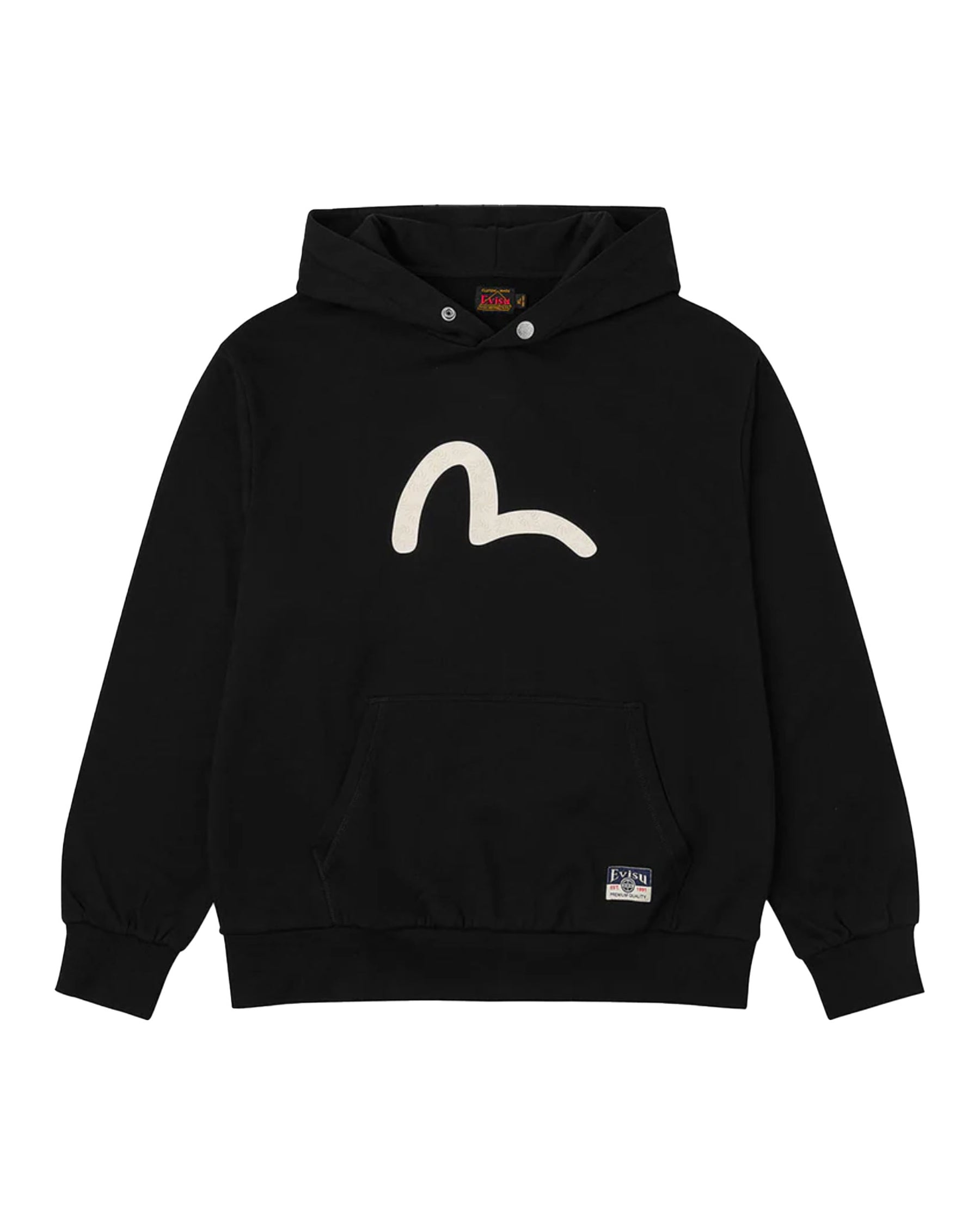 Felpa Uomo Evisu Seaguall Printed Hoodie Nero