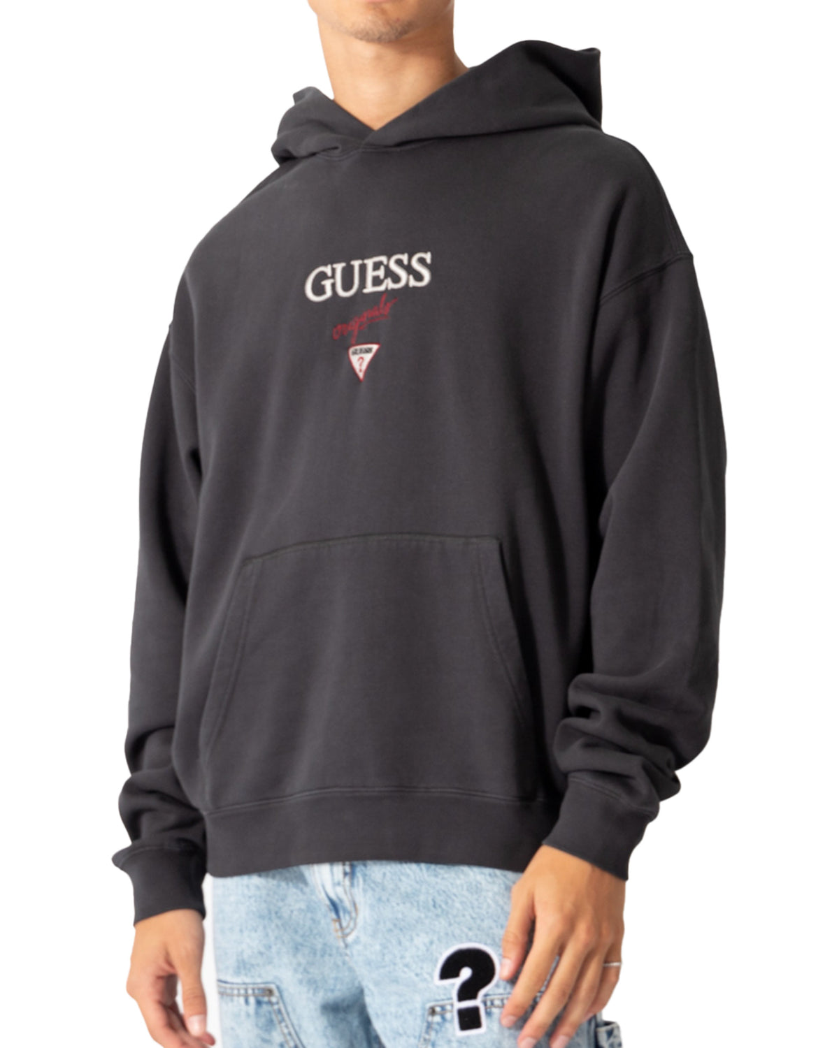 Man Hoodie Guess Originals Baker Logo Black