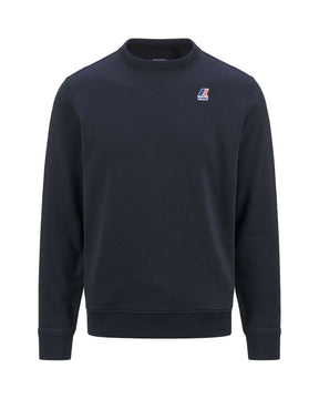 Man Sweatshirt K-Way Le Vrai Auguste Poly Cotton Blue