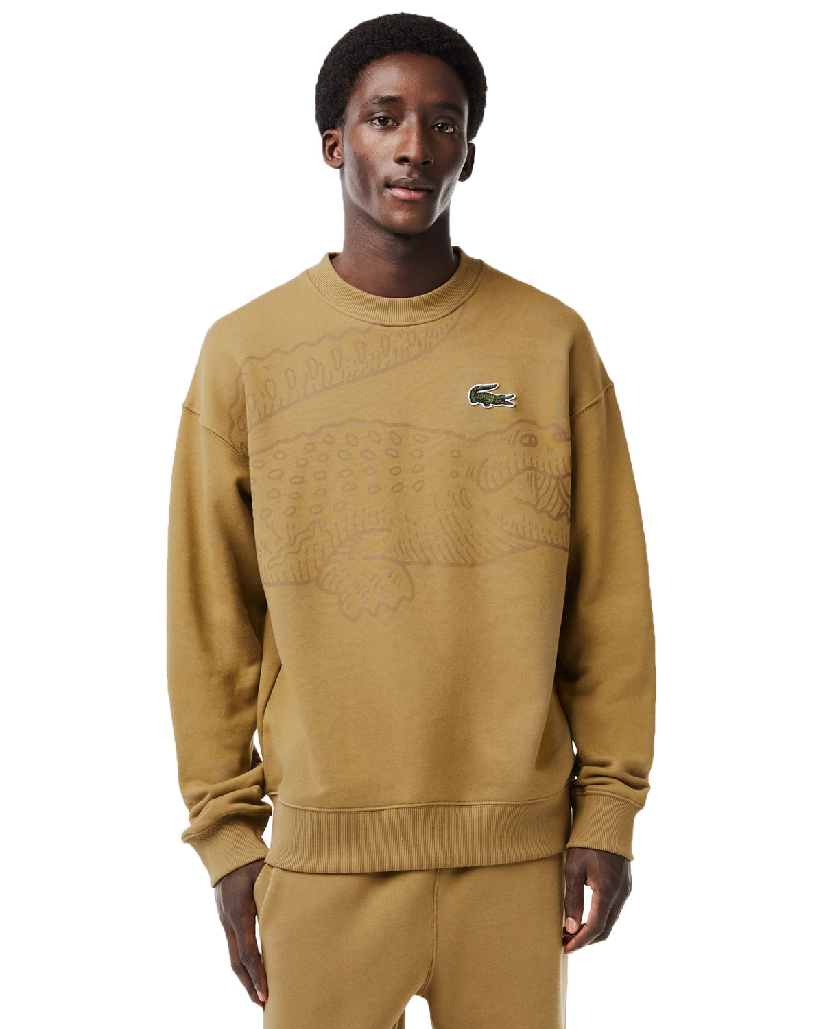 Man Sweatshirt Lacoste Big Logo Brown