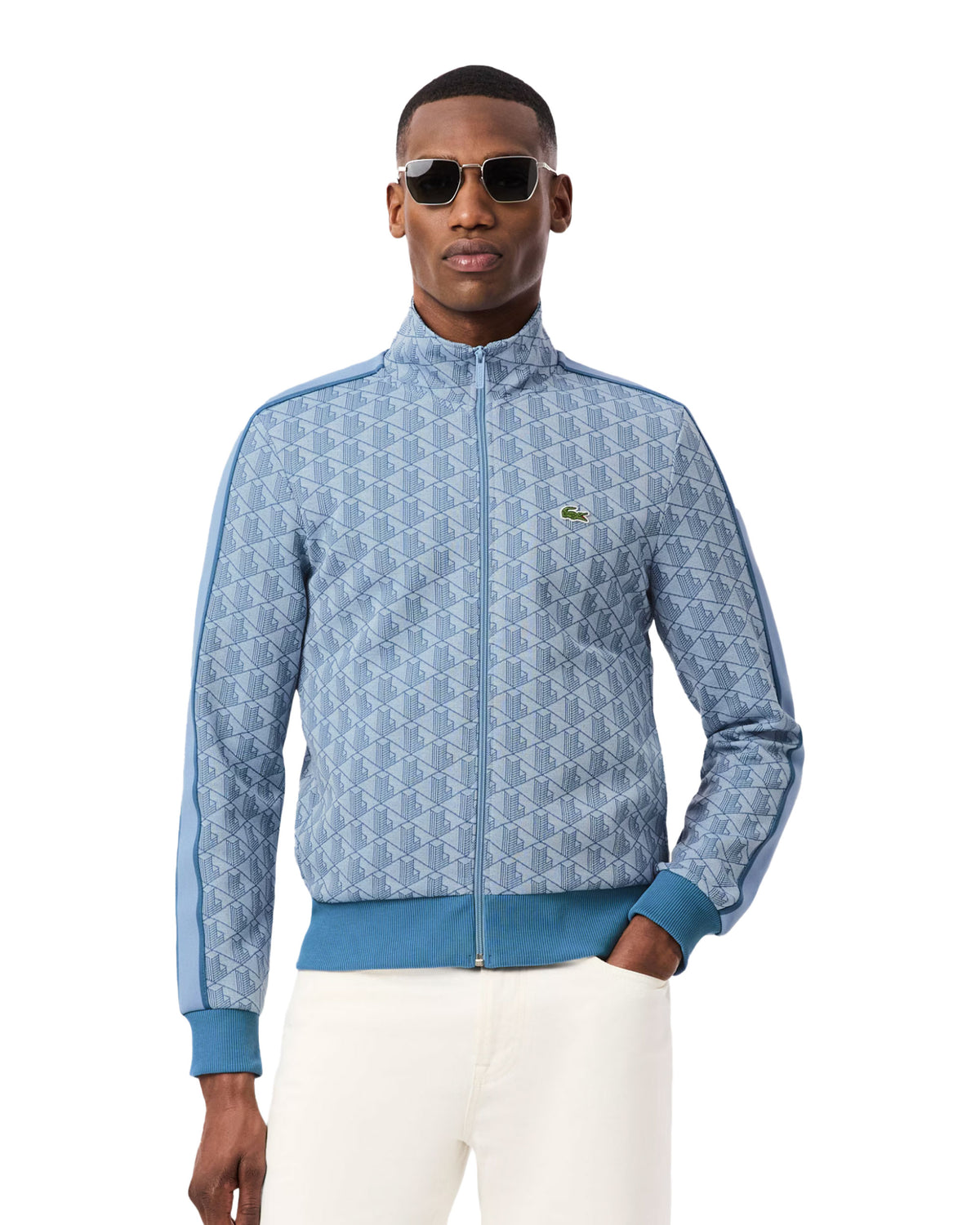 Felpa Uomo Jacquard Monogramma Celeste