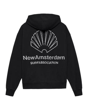 Felpa Uomo New Amsterdam Surfassociation Logo Hoodie Nero